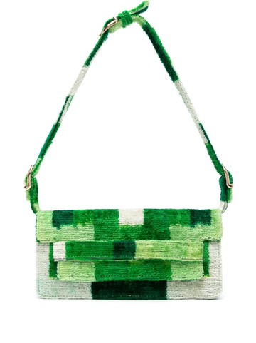 la milanesa - Ramina graphic-print brushed bag - women - Silk/Cotton - One Size - Green