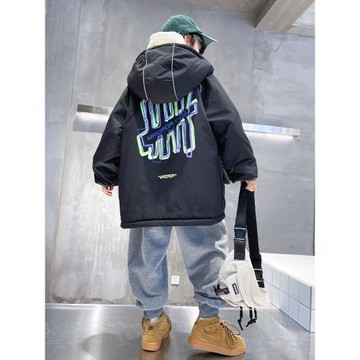 男童加絨加厚外套冬季棉服2024新款洋氣男孩派克服羽絨服兒童冬裝