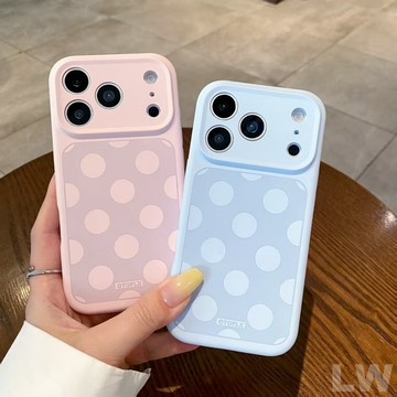簡約韓風波點精孔手機殼 iPhone17promax液態硅膠殼 蘋果17Pro手機殼 防摔殼 保護套