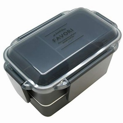 OSK 弁当箱 2段ランチボックス ディッシュアップランチ グレー 320ml*280ml [仕切付/4点ロック/盛付けがつぶれにくい/コンパクト収納/銀