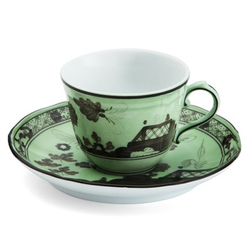GINORI 1735 仿古花園 茶杯附底碟組 淺綠