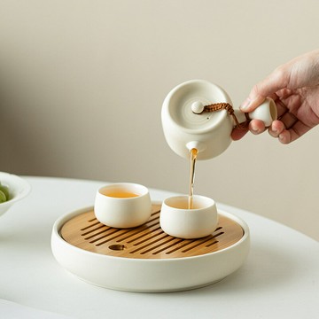 『百貨屋二號』日月干泡臺木制圓形茶盤家用簡約功夫茶具小型儲水茶臺茶海茶具托