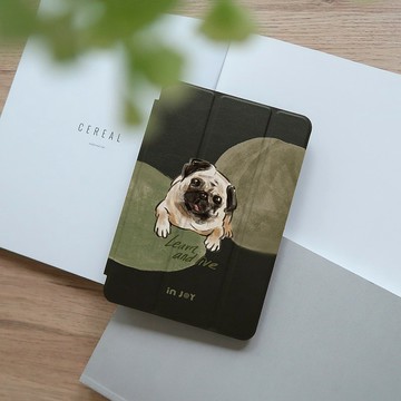 iPad 12.9/Air5/iPad 9/mini 7 好好生活巴哥犬皮革平板保護套
