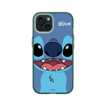 iPhone 15 Clear 憂墨綠 - 迪士尼-史迪奇 Disney Stitch - 經典系列-史迪奇大臉款
