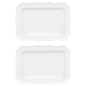 花瓣造型長方盤 L 2入組  大號(25 x 18 厘米)  1個  白色的