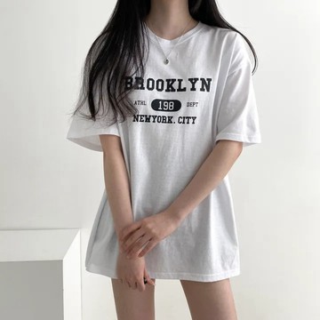 Vuja de 純棉 t恤 短袖上衣女 字母印花 T恤 韓國上衣 oversize T恤 潮流衣服 ins風 寬鬆上衣