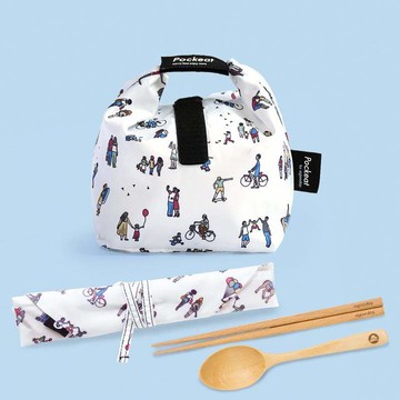 Pockeat環保食物袋（小）2L ＋餐具套（贈：原木餐具組）-8色 紅檜