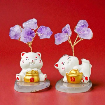 💘快速出貨【COZY PLUS+】天然紫水晶樹招財貓擺件JUN04#CP0223 紫水晶 招財樹 許願樹 禮物 生日禮物 開業禮物 開運 招財 喬遷禮物 交換禮物 畢業禮物