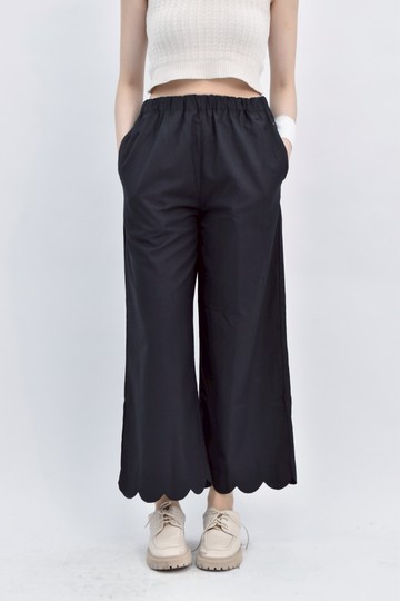 (S) pou dou dou高腰西裝棉質鬆緊腰藍色長褲