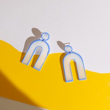 頑系列 半透明拱門 軟陶耳環/可改夾/春夏