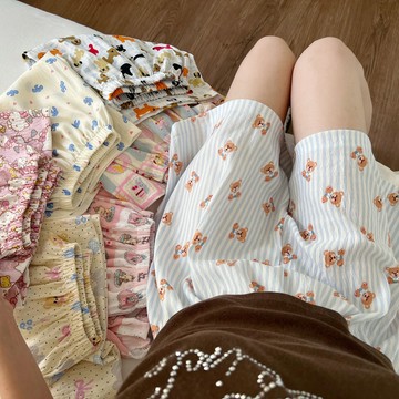 超舒服☁️⁠⁠⁠⁠慵懶風夏季新款甜美卡通條紋短褲 睡褲女 休閒舒適可外穿家居服睡褲 寬鬆短褲 居家服