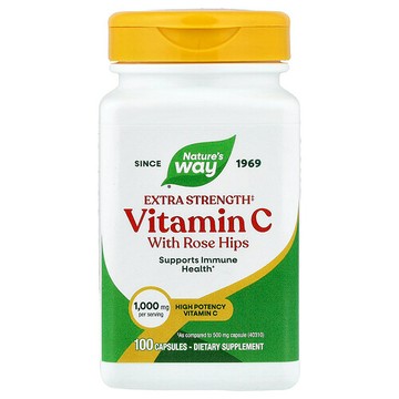 Nature's Way, 含玫瑰果的維生素 C，100 粒膠囊