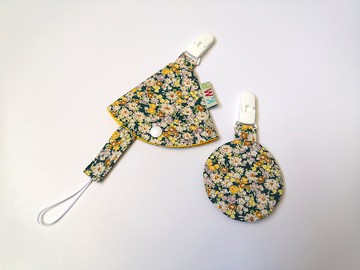 圓形平安袋 奶嘴夾 奶嘴收納袋 組合 秋季花園