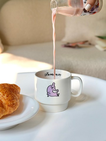 可愛撒嬌小狗 白色陶瓷馬克杯 可愛禮物