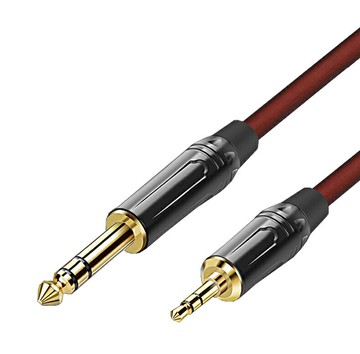 【易控王】6.3mm轉3.5mm音源線/轉接線 鍍金接頭 高保真HI-FI音質 多重遮罩抗雜訊