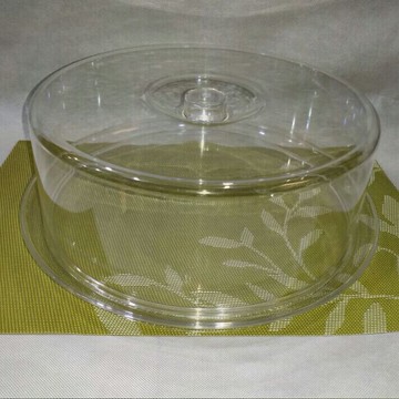 PC亞克力塑料圓形透明12寸糕點盒展示盒水果盤點心盤帶蓋PC蛋糕盒
