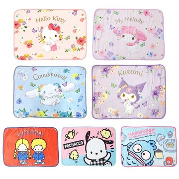 小禮堂 Sanrio 三麗鷗 披肩毛毯 100x70cm (花卉 / 生活款) Kitty 酷洛米 人魚漢頓