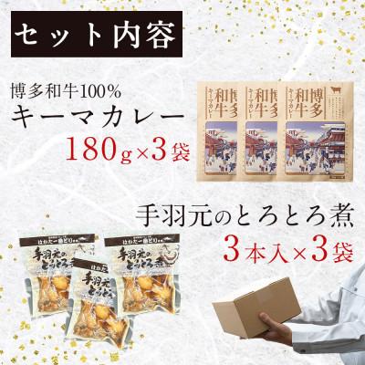 ふるさと納税 宇美町 博多和牛キーマカレーとはかた一番どり手羽元のとろとろ煮のセット(各3袋)(宇美町)