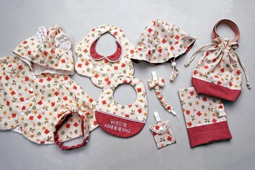 Gugu 手創 -小花/花兜/奶嘴鍊/髮帶/遮陽帽/奶嘴鍊/斗篷/彌月禮盒