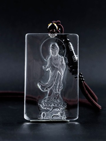 天然白水晶觀音化太歲吊墜南海觀世音平安項鏈男項墜時尚飾品禮物