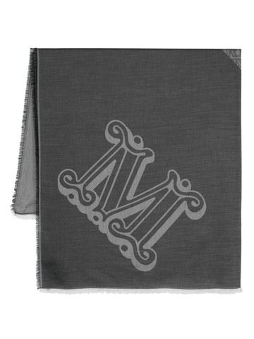 Max Mara - monogram-jacquard frayed scarf - women - Cotton/Silk - One Size - Grey