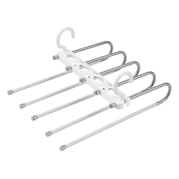 艾米購物 不鏽鋼褲架 防滑五桿 白色 1個 衣物收納