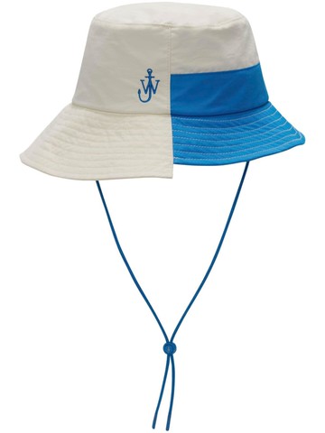 JW Anderson - asymmetric colour-block bucket hat - unisex - Nylon/Polyester/Polyester/Nylon - S - White