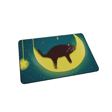 台灣製造 插畫貓咪系列 軟式珪藻土地墊 吸水地墊-月亮睡覺60*40*0.5cm_廠商直送