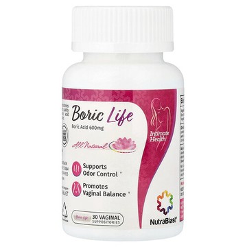 NutraBlast, Boric Life，硼酸，600 毫克，30 粒女性私密部位栓劑