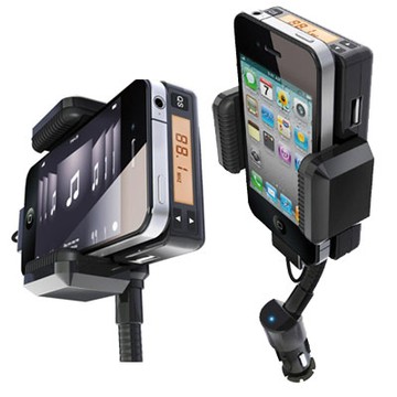 Apple iphone4/4S 四合一車架 FM對頻 車內擴音/可充電