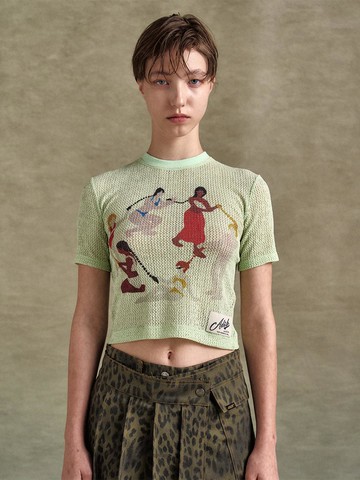 ESSENTIAL HAIR BRAID CIRCLE RINGER T-SHIRT (atb1321w) [PALE JADE]
