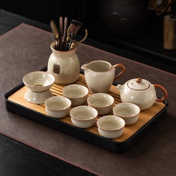 2024新款高檔家用待客辦公室會客陶瓷茶杯壺懸停蓋碗功夫茶具套裝