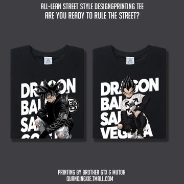 潮牌卡通七龍珠貝吉塔孫悟空高街ins周邊印花春夏圓領純棉短袖T恤