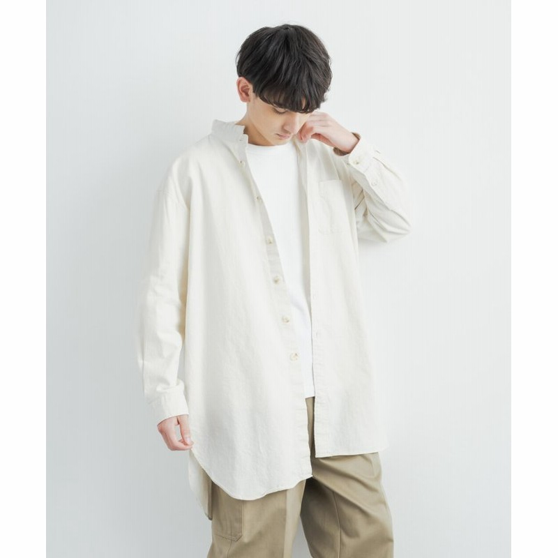 リネンシャツ ローマシャツコート シャツジャケット メンズ レディース ソフトリネンキャンバス Aライン コットン ライトアウター カジュアル スタンドカラー アイボリー 通販 Lineポイント最大get Lineショッピング