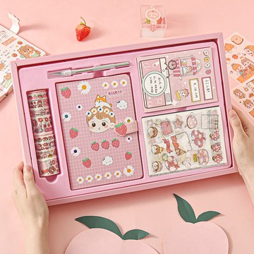 手賬本套裝禮盒時尚可愛少女心日記本筆記本文具用品【聚物優品】