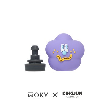 《減塑環保》WOKY x KINGJUN  渾圓杯專用_上蓋吸管塞(蠢兔/病毒花)