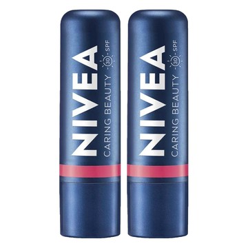 NIVEA 妮維雅 香榭紅唇輕吻護唇膏  4.8g  2支  水光玫瑰粉
