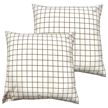 J&N 精緻格紋十字印花抱枕 2入/組  45 x 45cm  米咖色