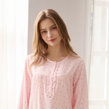 R3319Rosemaid 羅絲美 - 點點樂趣100%純棉半開釦長袖洋裝睡衣【R3319】