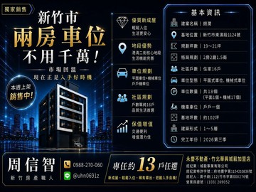 全新2房車位Ａ宸盛朗潤｜新竹港清重劃《數戶可選》｜新竹市北區港清二街