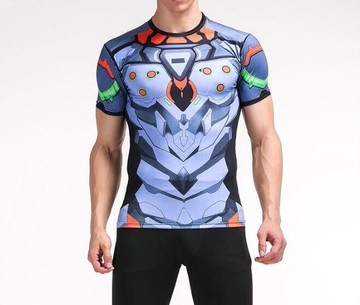 FINDSENSE MD 日系 時尚 男 高彈力 緊身運動短T 訓練服 跑步 健身T恤 短袖T恤 3D戰士圖案