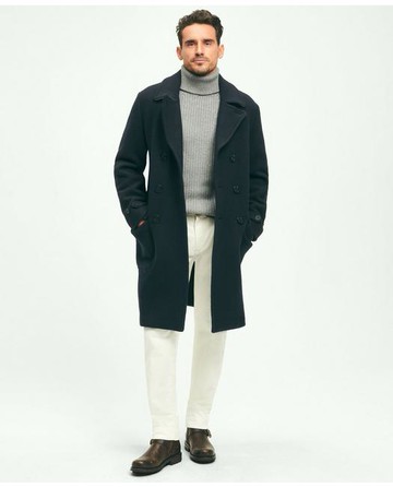 Brooks Brothers Men's Double Faced Wool Top Coat | Navy | Size Large