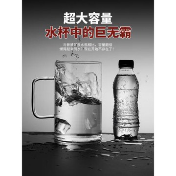 超大玻璃杯大容量水杯1000ml喝水杯子男士辦公室帶把手大號泡茶杯