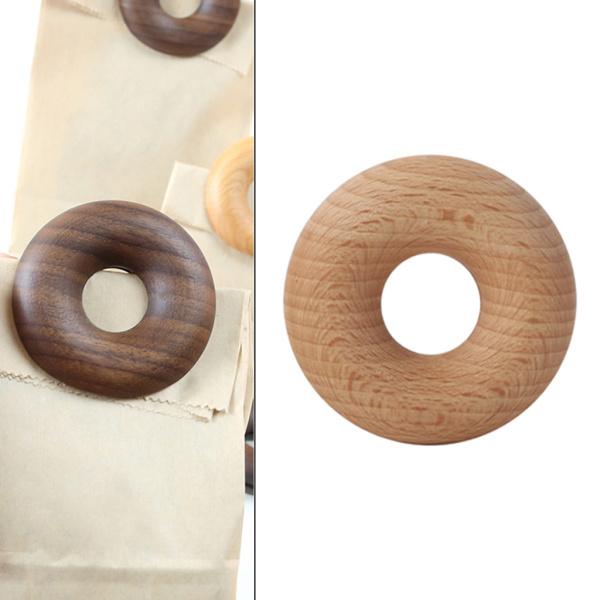 ドーナツ木製シーリングクリップチップクリップティーシーリングストリップ防湿食品を新鮮なコーヒーバッグクランプに保つ　LINEショッピング
