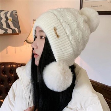 【巴黎精品】護耳帽保暖帽-亮絲花邊加絨毛球女帽子5色a1dk39