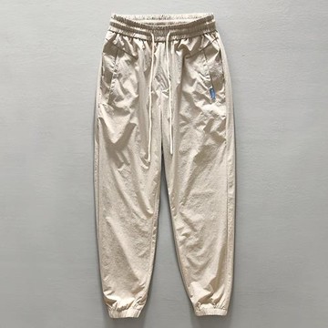 夏季男休閑九分褲薄款束腳褲青少年運動哈倫褲外搭長褲便單小腳褲