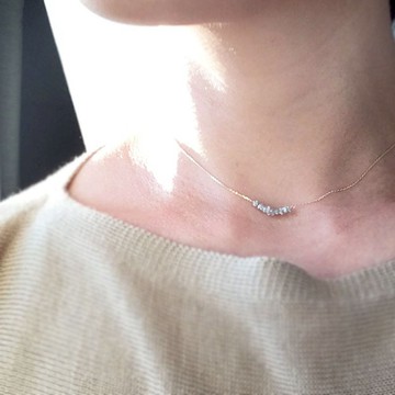 K14gf 原鑽項鍊，四月生日石，鑽石精美項鍊