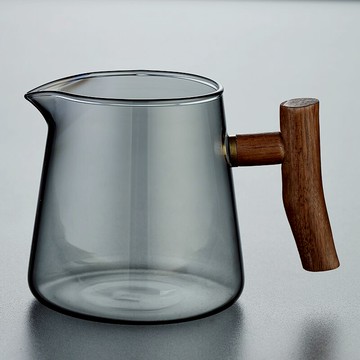 相邦木把公道杯加厚玻璃公杯家用大容量茶水分離茶器耐熱茶濾一體