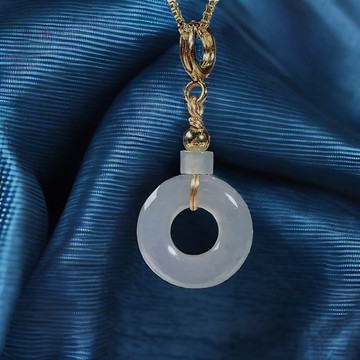 【願‧平安】冰種翡翠平安扣吊飾 14K包金 | 天然A貨翡翠 | 送禮