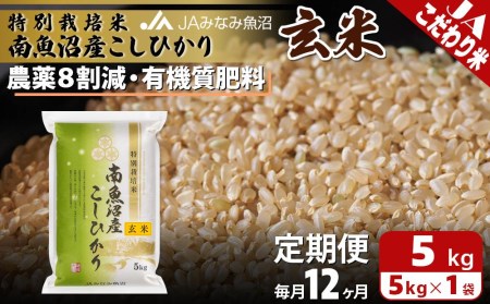 特別栽培米南魚沼産こしひかり8割減玄米（5kg×全12回）